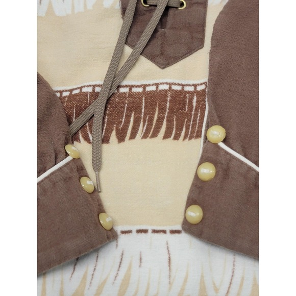Vintage Davy Crockett Shirt Boys 4 Brown Fringe Lace Up Pioneer Costume 50s 60s - Picture 5 of 12